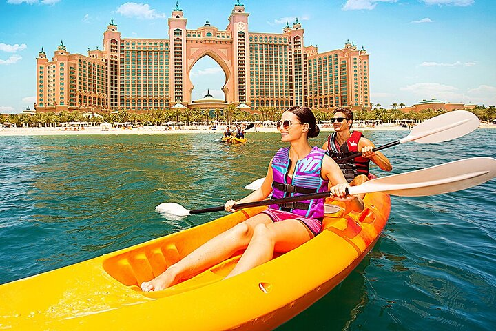 Glide through the serene waters of Palm Jumeirah surrounded by stunning views of Dubai's iconic skyline while enjoying the excitement of kayaking at your own pace.